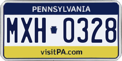 PA license plate MXH0328