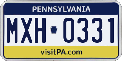 PA license plate MXH0331