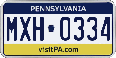 PA license plate MXH0334