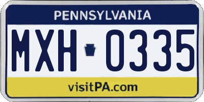 PA license plate MXH0335