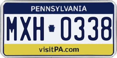 PA license plate MXH0338