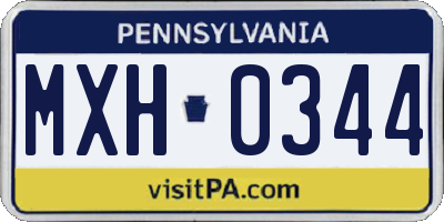 PA license plate MXH0344