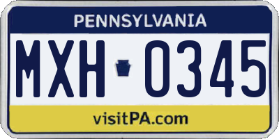 PA license plate MXH0345