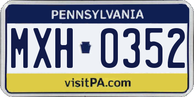PA license plate MXH0352