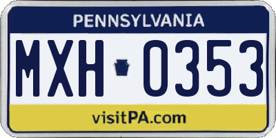 PA license plate MXH0353