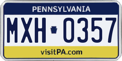 PA license plate MXH0357