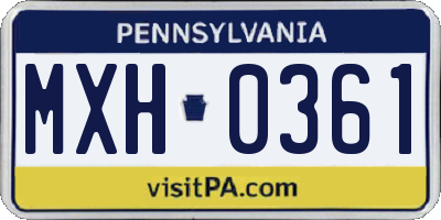 PA license plate MXH0361