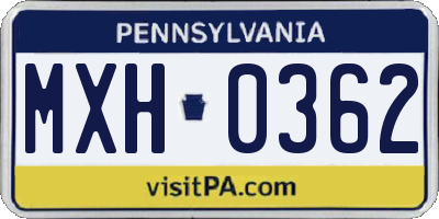PA license plate MXH0362