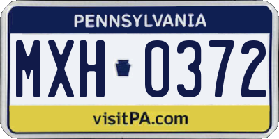 PA license plate MXH0372