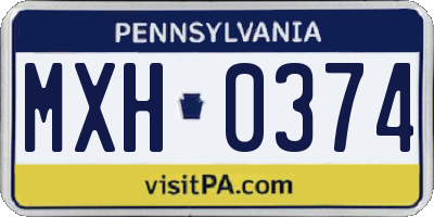 PA license plate MXH0374