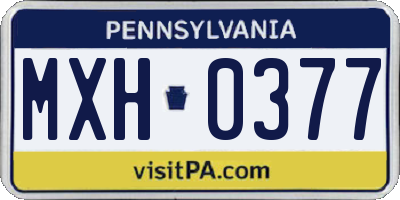 PA license plate MXH0377