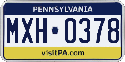 PA license plate MXH0378