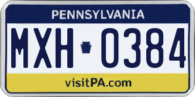 PA license plate MXH0384