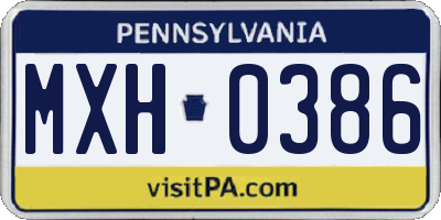 PA license plate MXH0386