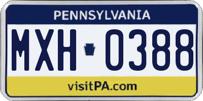 PA license plate MXH0388