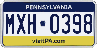 PA license plate MXH0398