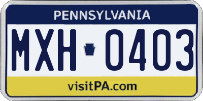 PA license plate MXH0403