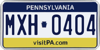 PA license plate MXH0404