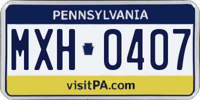 PA license plate MXH0407
