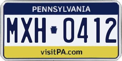 PA license plate MXH0412