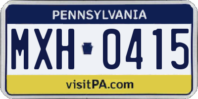 PA license plate MXH0415