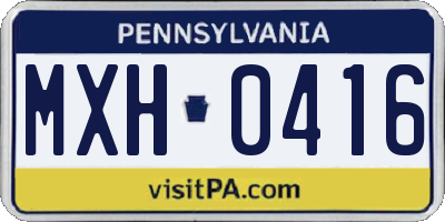 PA license plate MXH0416