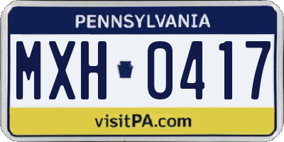 PA license plate MXH0417