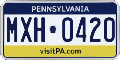 PA license plate MXH0420