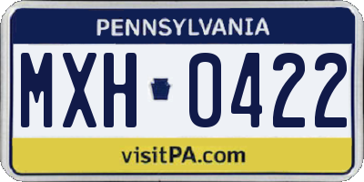 PA license plate MXH0422