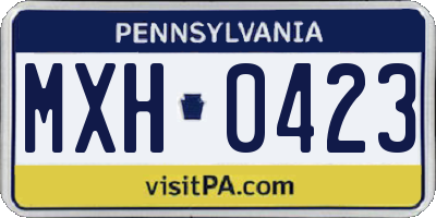 PA license plate MXH0423