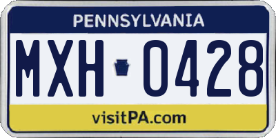 PA license plate MXH0428