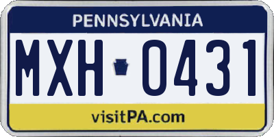 PA license plate MXH0431