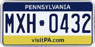 PA license plate MXH0432