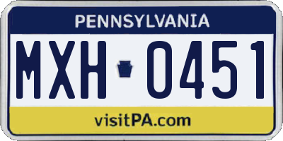PA license plate MXH0451