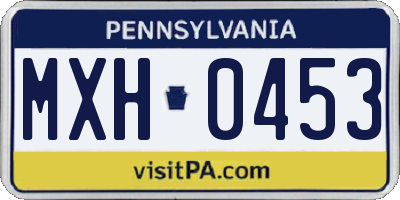 PA license plate MXH0453