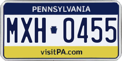 PA license plate MXH0455