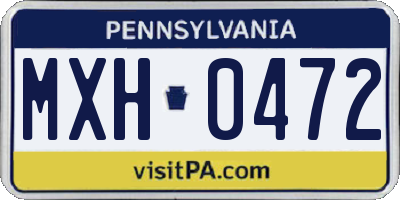 PA license plate MXH0472