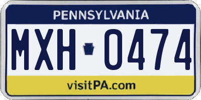 PA license plate MXH0474