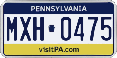 PA license plate MXH0475