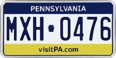 PA license plate MXH0476