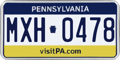 PA license plate MXH0478