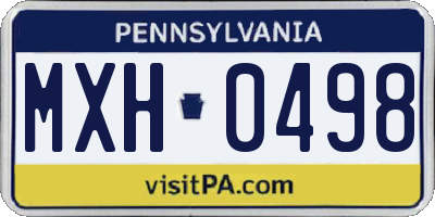 PA license plate MXH0498