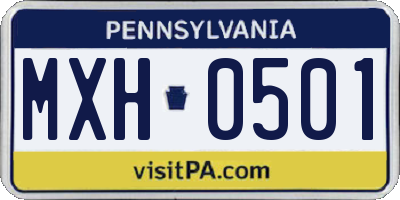 PA license plate MXH0501