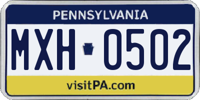 PA license plate MXH0502