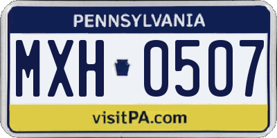 PA license plate MXH0507