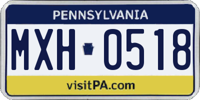 PA license plate MXH0518