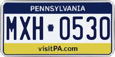 PA license plate MXH0530