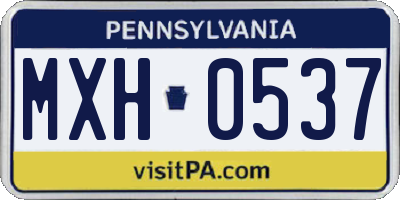 PA license plate MXH0537