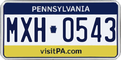 PA license plate MXH0543