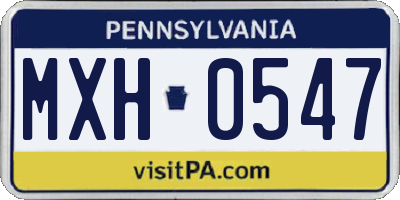 PA license plate MXH0547